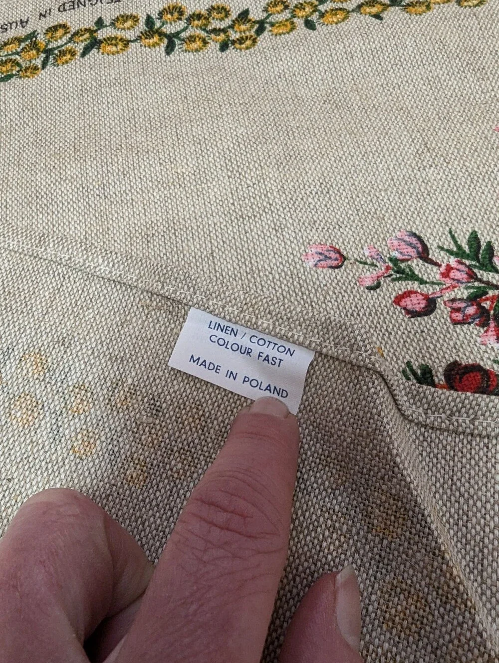 Vintage Heil Australian Wildflowers Linen Cotton Tablecloth  52